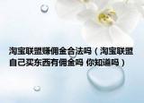淘宝联盟赚佣金合法吗（淘宝联盟自己买东西有佣金吗 你知道吗）