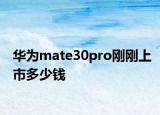 华为mate30pro刚刚上市多少钱