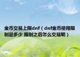 金币交易上限dnf（dnf金币使用限制是多少 限制之后怎么交易呢）