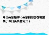 今日头条是哪（头条的问答在哪里 关于今日头条的简介）