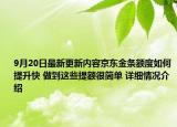 9月20日最新更新内容京东金条额度如何提升快 做到这些提额很简单 详细情况介绍