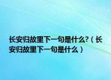 长安归故里下一句是什么?（长安归故里下一句是什么）