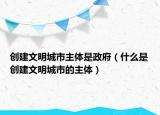 创建文明城市主体是政府（什么是创建文明城市的主体）