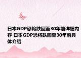 日本GDP恐将跌回至30年前详细内容 日本GDP恐将跌回至30年前具体介绍