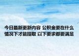 今日最新更新内容 公积金要在什么情况下才能提取 以下要求都要满足