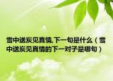 雪中送炭见真情,下一句是什么（雪中送炭见真情的下一对子是哪句）