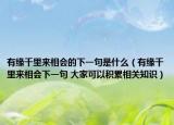 有缘千里来相会的下一句是什么（有缘千里来相会下一句 大家可以积累相关知识）