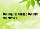 单引号是干什么用的（单引号的用法是什么）