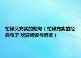 忙碌又充实的短句（忙碌充实的经典句子 欢迎阅读与借鉴）