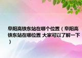 阜阳高铁东站在哪个位置（阜阳高铁东站在哪位置 大家可以了解一下）