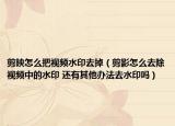 剪映怎么把视频水印去掉（剪影怎么去除视频中的水印 还有其他办法去水印吗）