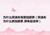 为什么柴油车需要加尿素（柴油车为什么要加尿素 原来是这样）