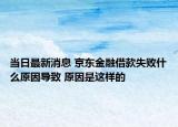 当日最新消息 京东金融借款失败什么原因导致 原因是这样的