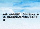 农村大病救助需要什么条件才能申请（农村大病救助要符合怎样的条件 所需的资料）