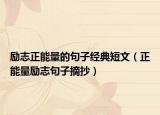 励志正能量的句子经典短文（正能量励志句子摘抄）