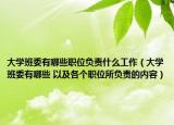 大学班委有哪些职位负责什么工作（大学班委有哪些 以及各个职位所负责的内容）