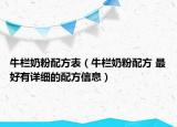 牛栏奶粉配方表（牛栏奶粉配方 最好有详细的配方信息）