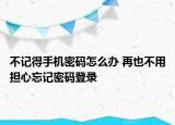 不记得手机密码怎么办 再也不用担心忘记密码登录