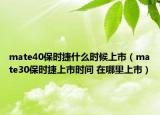 mate40保时捷什么时候上市（mate30保时捷上市时间 在哪里上市）