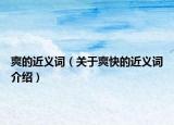 爽的近义词（关于爽快的近义词介绍）
