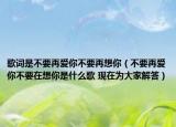 歌词是不要再爱你不要再想你（不要再爱你不要在想你是什么歌 现在为大家解答）