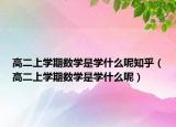 高二上学期数学是学什么呢知乎（高二上学期数学是学什么呢）