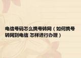 电信号码怎么携号转网（如何携号转网到电信 怎样进行办理）