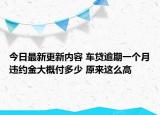 今日最新更新内容 车贷逾期一个月违约金大概付多少 原来这么高