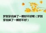 梦到牙齿掉了一颗好不好呢（梦到牙齿掉了一颗好不好）