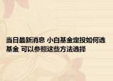 当日最新消息 小白基金定投如何选基金 可以参照这些方法选择