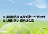 当日最新消息 车贷逾期一个月违约金大概付多少 原来这么高