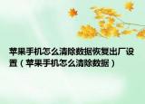 苹果手机怎么清除数据恢复出厂设置（苹果手机怎么清除数据）
