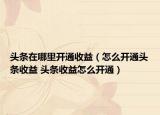 头条在哪里开通收益（怎么开通头条收益 头条收益怎么开通）