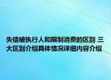 失信被执行人和限制消费的区别 三大区别介绍具体情况详细内容介绍
