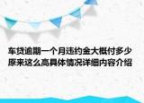 车贷逾期一个月违约金大概付多少 原来这么高具体情况详细内容介绍