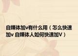 自媒体加v有什么用（怎么快速加v 自媒体人如何快速加V）