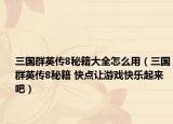 三国群英传8秘籍大全怎么用（三国群英传8秘籍 快点让游戏快乐起来吧）