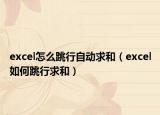 excel怎么跳行自动求和（excel如何跳行求和）