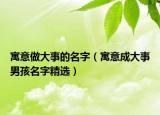 寓意做大事的名字（寓意成大事男孩名字精选）