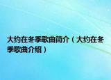 大约在冬季歌曲简介（大约在冬季歌曲介绍）