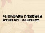 今日最新更新内容 支付宝的备用金消失原因 有以下这些原因造成的