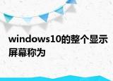 windows10的整个显示屏幕称为