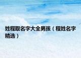 姓程取名字大全男孩（程姓名字精选）