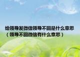 给领导发微信领导不回是什么意思（领导不回微信有什么意思）