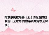 排放系统故障是什么（请检查排放系统什么意思 排放系统故障怎么解决）