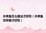 水煮鱼怎么做法才好吃（水煮鱼怎样做才好吃）