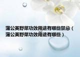 蒲公英野菜功效用途有哪些禁忌（蒲公英野菜功效用途有哪些）