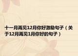 十一月再见12月你好激励句子（关于12月再见1月你好的句子）