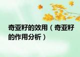 奇亚籽的效用（奇亚籽的作用分析）
