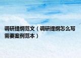 调研提纲范文（调研提纲怎么写 需要案例范本）